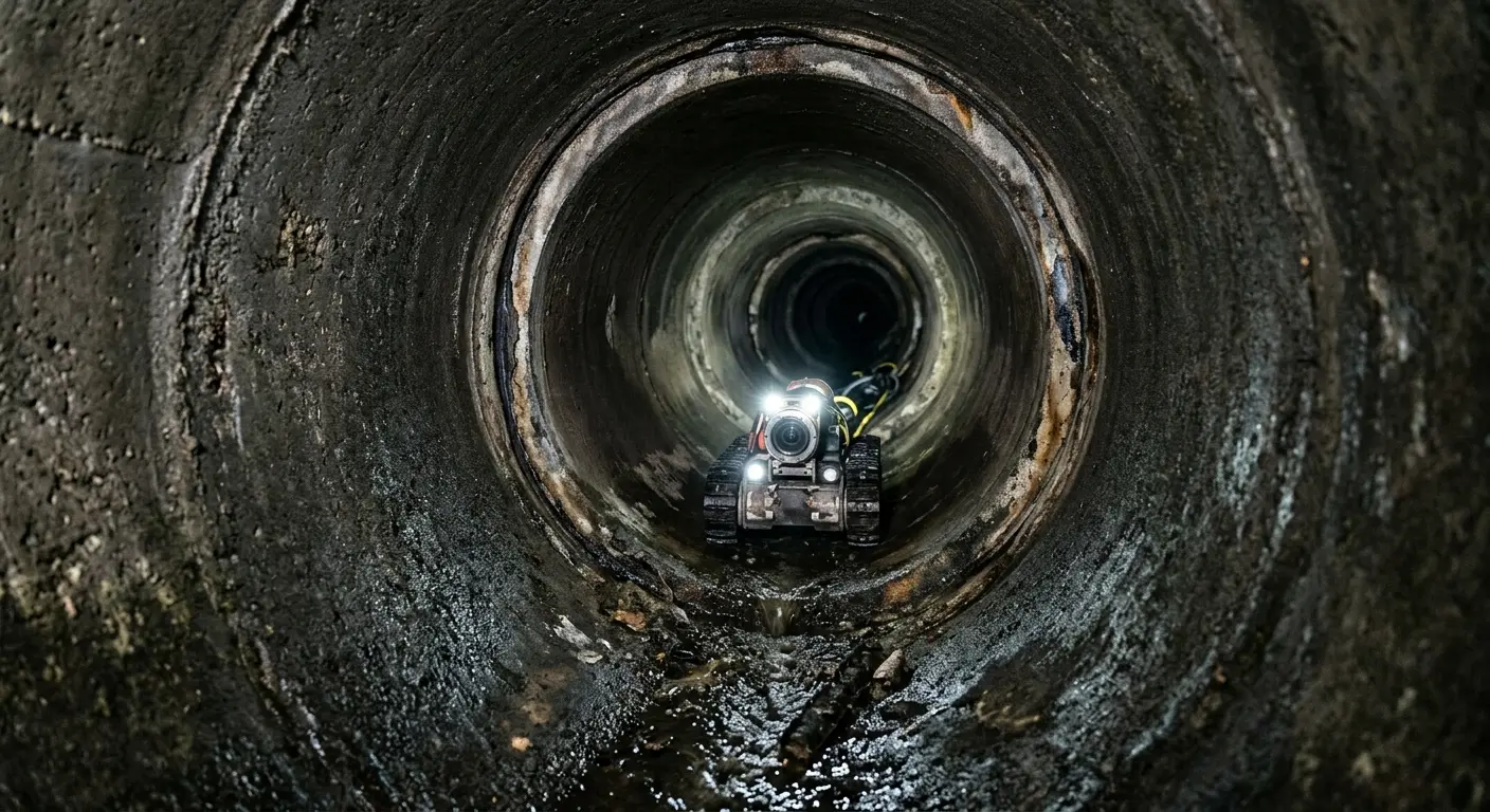 Robotic sewer camera inspecting pipe interior for Sewer Line Repair in Riga